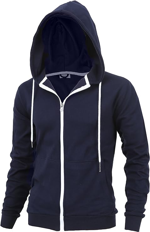 Men s Fashion Fit Full Zip Hoodie with Inner Cell Phone Pocket Lite Delight